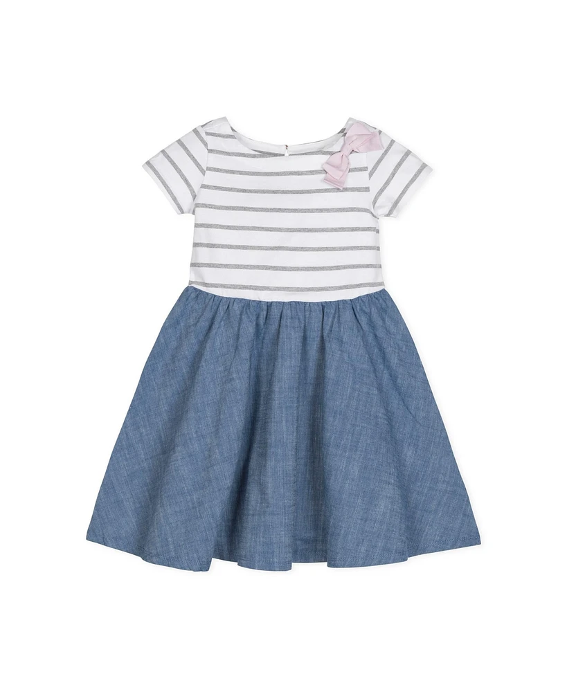 Hope & Henry Girls' Short Sleeve Lightweight Knit Skater Dress, Kids