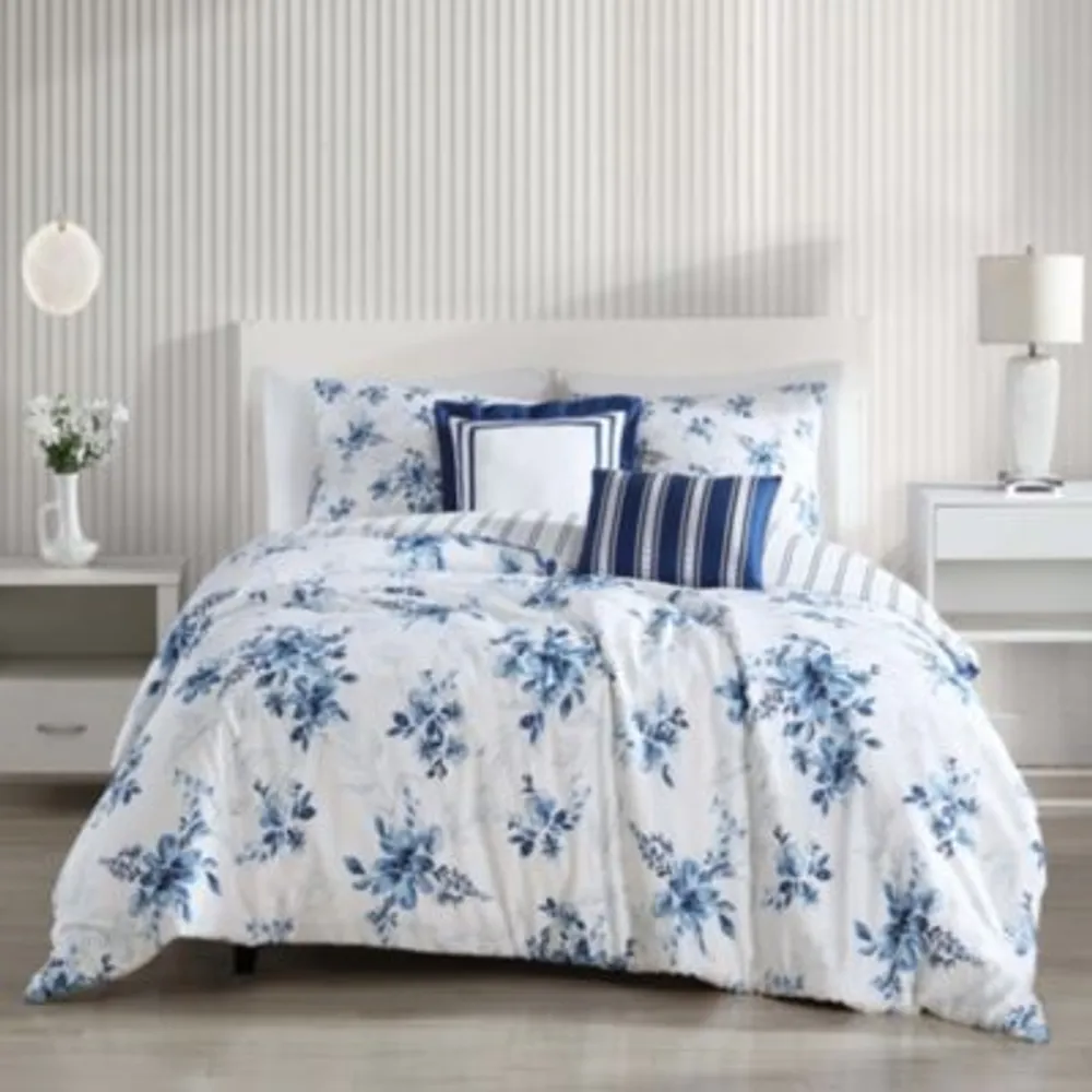 J. Queen New York Weston Blue Bedding Collection Woven Damask Print  Comforter Set