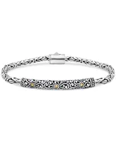 Bali Filigree with Borobudur Chain Bracelet in Sterling Silver and 18K Gold