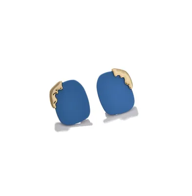 Sohi Women's Blue Geometric Stud Earrings