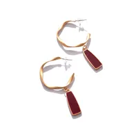 Sohi Women's Red Enamel Drop Earrings