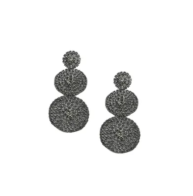 Sohi Women's Black Circular Cluster Drop Earrings