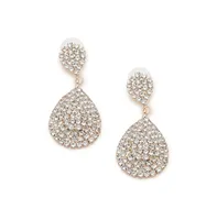 Sohi Women's Silver Embellished Teardrop Earrings