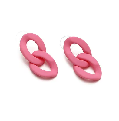 Sohi Women's Pink Chain-link Drop Earrings