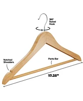 30 Pack Natural Wood Solid Wood Clothes Hangers, Coat Hanger, Wooden Hangers