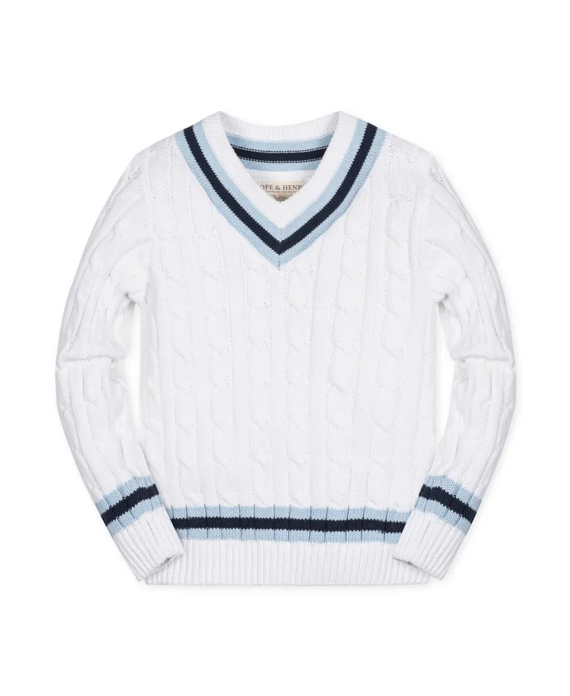 Hope & Henry Boys Organic Long Sleeve V-Neck Cricket Sweater, Kids