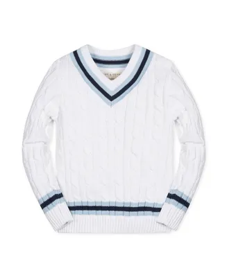 Hope & Henry Boys Organic Long Sleeve V-Neck Cricket Sweater, Kids