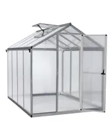 Aoodor 77''x77''x88'' Walk-in Greenhouse Polycarbonate Panel Hobby Greenhouses with Aluminum Frame Heavy Duty with 1 Vent Window & Lockable Door for O