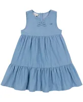 Calvin Klein Toddler Girls Sleeveless Chambray Ruffle Hem Dress