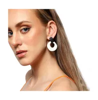 Sohi Women's White Contrast Drop Earrings