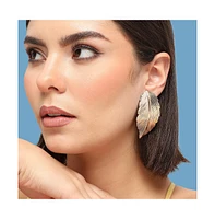 Sohi Women's Gold Metallic Leaf Drop Earrings