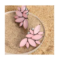 Sohi Women's Pink Embellished Cluster Stud Earrings