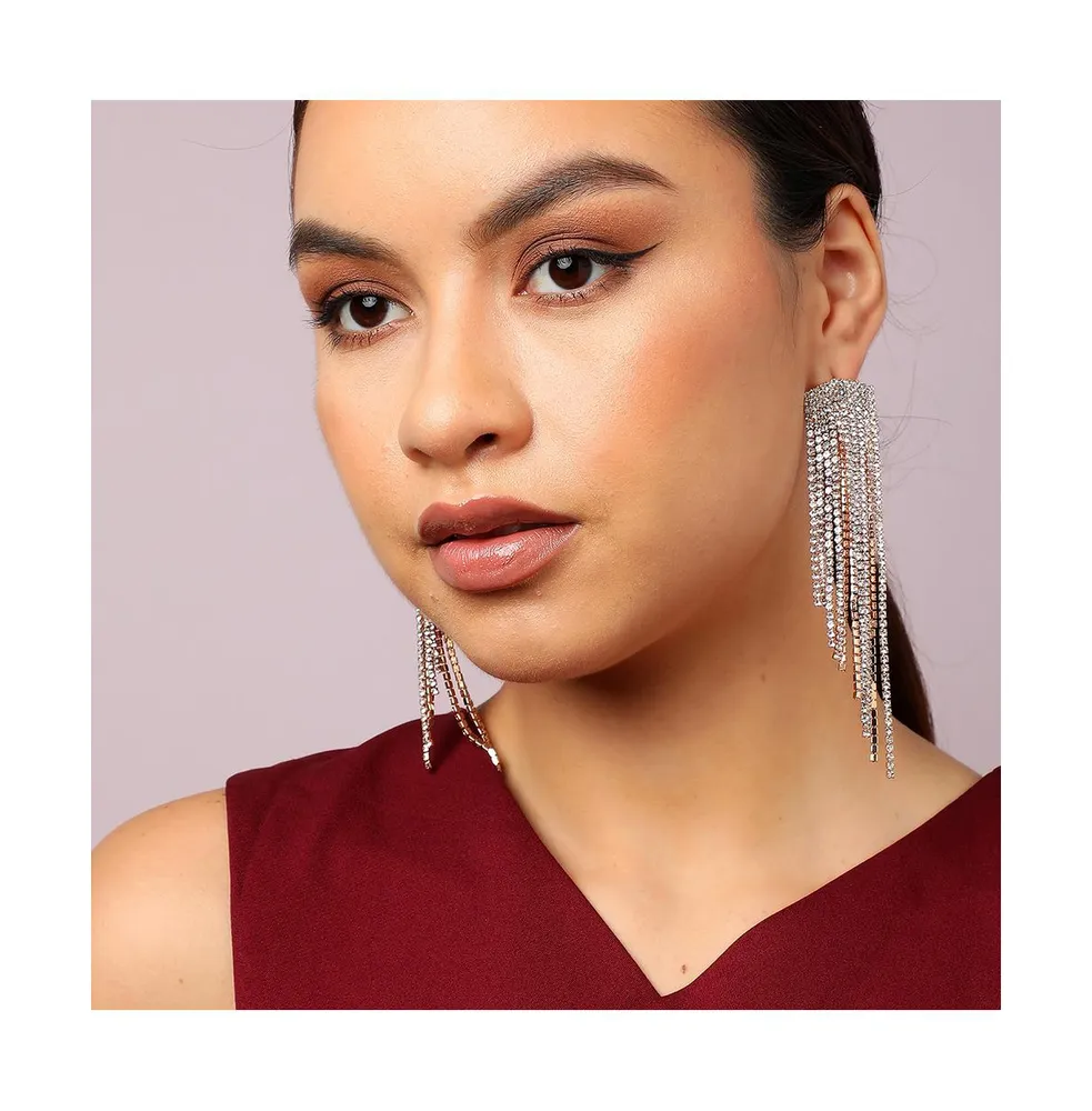 Sohi Women's Silver Bling Cluster Drop Earrings
