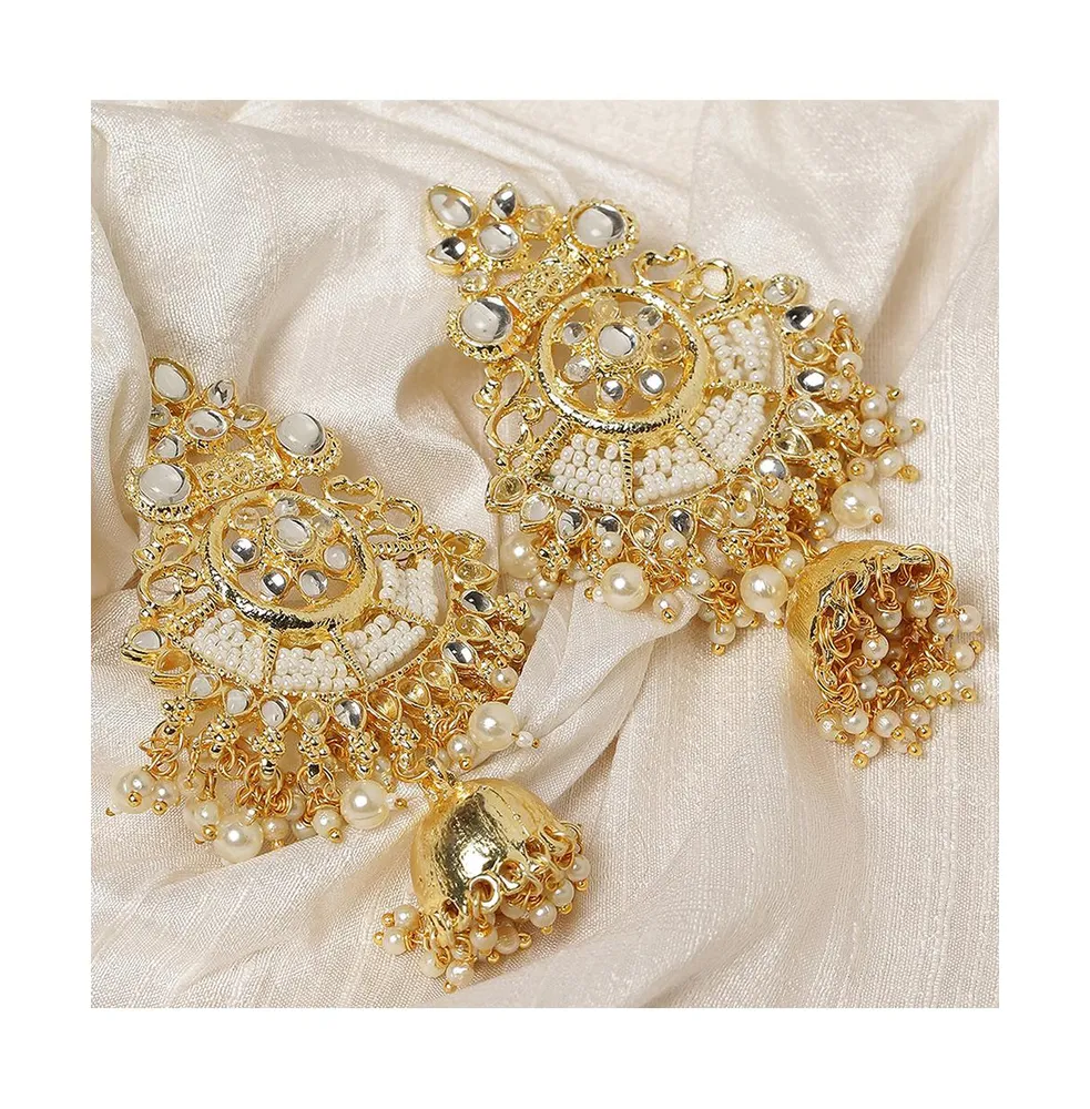 Sohi Women's Gold Embellished Drop Earrings