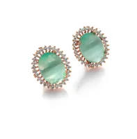 Sohi Women's Green Embellished Circular Stud Earrings