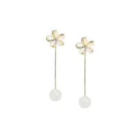 Sohi Women's White Flora Ball Drop Earrings