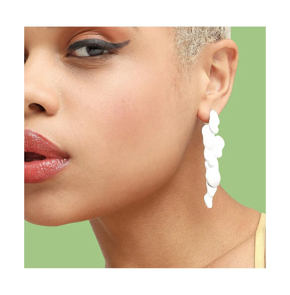 Sohi Women's White Abstract Drop Earrings