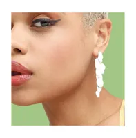 Sohi Women's White Abstract Drop Earrings
