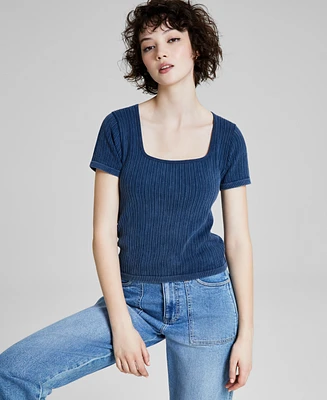 And Now This Women's Ribbed Seamless Square-Neck Tee, Created for Macy's