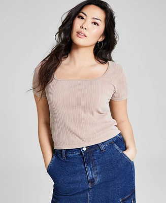 And Now This Women's Ribbed Seamless Square-Neck Tee, Created for Macy's