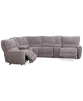 Closeout! Deklyn 129" 6-Pc. Zero Gravity Fabric Sectional with 2 Power Recliners & Consoles, Created for Macy's