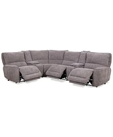 Deklyn 129" 6-Pc. Zero Gravity Fabric Sectional with 3 Power Recliners & 2 Consoles, Created for Macy's