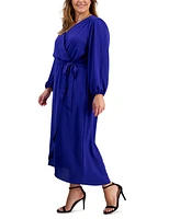 Connected Plus Tie-Front Wrap Maxi Dress