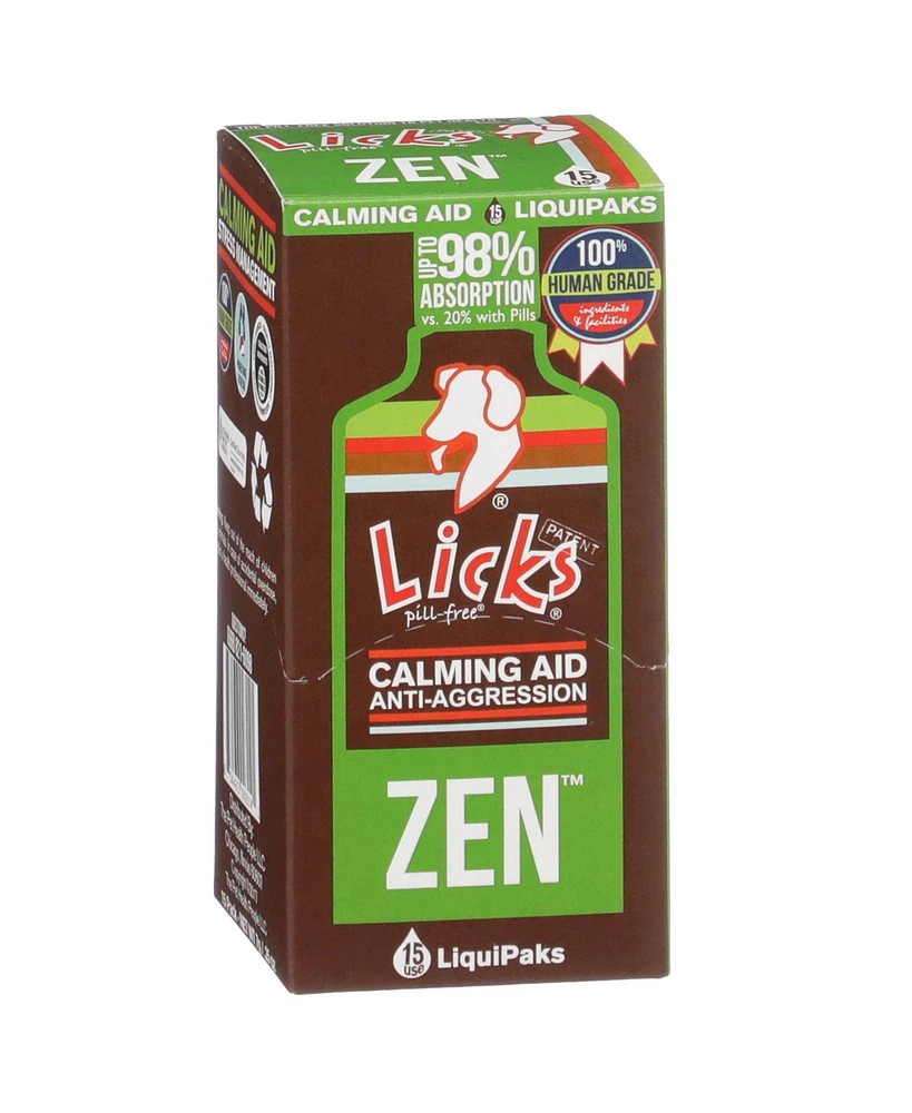 Licks Pill Free Licks Pill-Free Zen Dog Calming - Calming Aid Supplements for Aggressive Behavior and Nervousness - Gel Packets