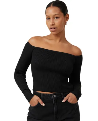 Cotton On Women's Rib Off Shoulder Pullover Sweater