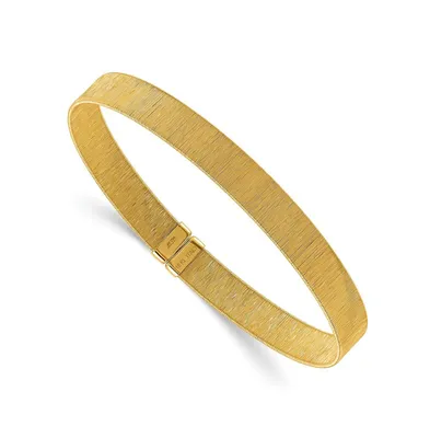 18k Yellow Gold and Textured 7.25mm Cuff Bangle Bracelet