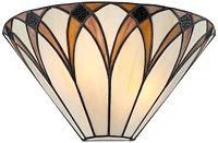 Filton Tiffany Style Wall Light Sconce Bronze Hardwired 12 1/4" Wide Fixture Brown White Art Glass Shade for Bedroom Bathroom Bedside Living Room Home