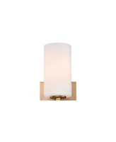 Ludlow Modern Wall Light Sconces Set of 2 Burnished Brass Gold Hardwired 4 1/2" Fixture Frosted White Glass Shade for Bedroom Bathroom Vanity Living R