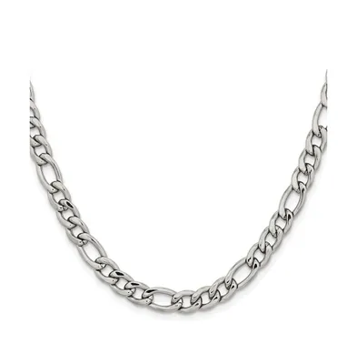 Chisel Stainless Steel Polished 6.75mm Figaro Chain Necklace