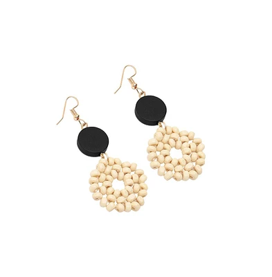 Sohi Women's Black Metallic Bat Drop Earrings