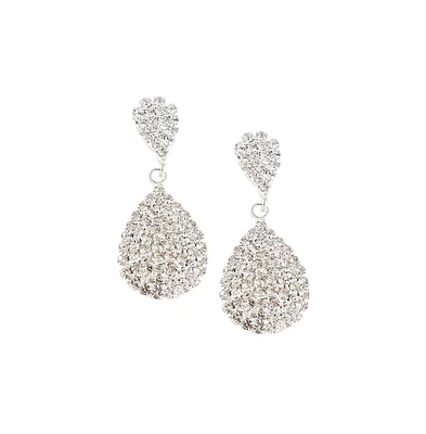 Sohi Women's Silver Embellished Drop Earrings