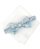 Bar Iii Men's Rhodes Floral Bow Tie & Solid Pocket Square Set, Created for Macy's