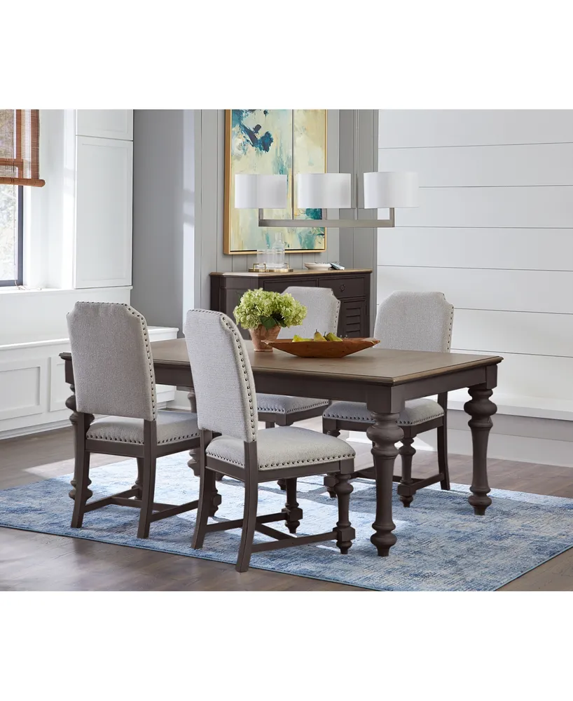 Mandeville 5pc Dining Set (Rectangular Table + 4 Upholstered Chairs)