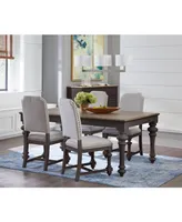 Mandeville 5pc Dining Set (Rectangular Table + 4 Upholstered Chairs)