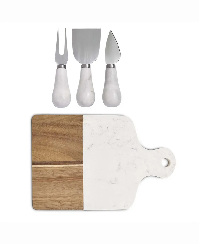 Hic Kitchen Maison Du Fromage 4-Piece Charcuterie Rectangular Cheese Board and Cheese Tools Set