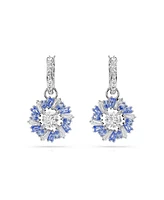 Swarovski Flower, Blue, Rhodium Plated Idyllia Drop Earrings