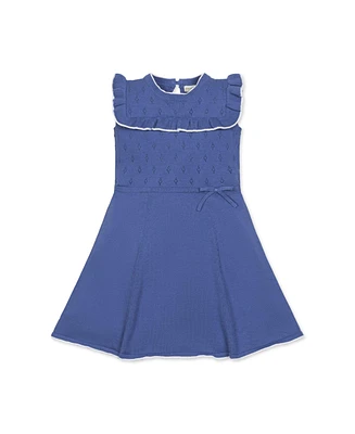 Hope & Henry Girls' Sleeveless Ruffle Yoke Sweater Dress