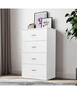 Sugift 4 Drawers Wood Dresser 40.2" H x 27.6" W x 15.7" D - Melbourne Gray