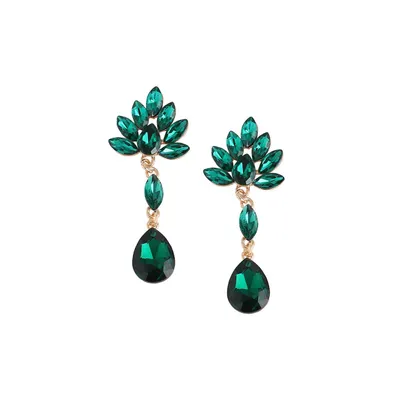 Sohi Women's Green Flora Teardrop Earrings