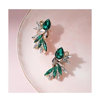 Sohi Women's Green Embellished Wing Stud Earrings