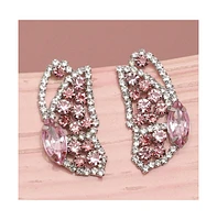 Sohi Women's Pink Embellished Abstract Drop Earrings