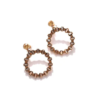 Sohi Women's Gold Embellished Circular Drop Earrings