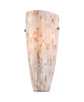 Mosaic Modern Vintage Wall Light Sconce Brushed Steel Hardwired 5" Wide Fixture Natural Mother of Pearl Tiles Glass Bedroom Bathroom Bedside Living Ro