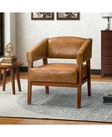Modern Faux Leather Accent Arm Chair for Bedroom Office
