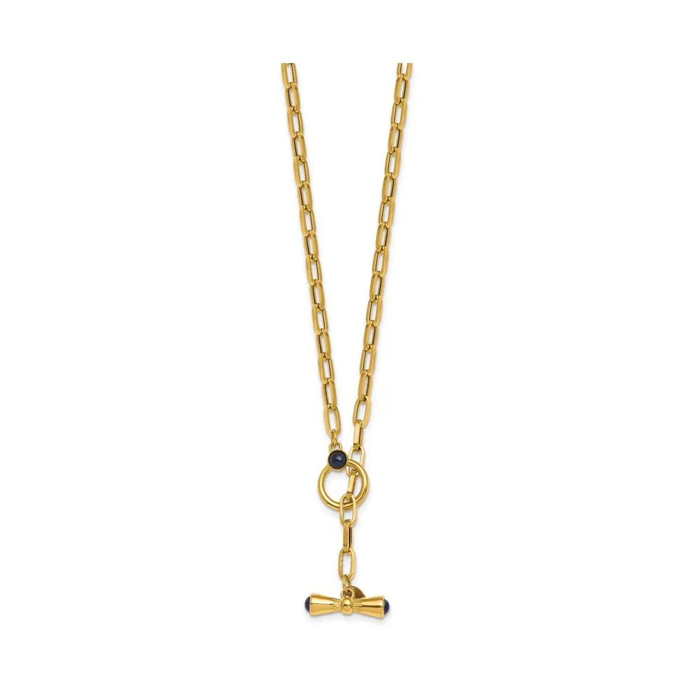 18k Yellow Gold Sapphire Fancy Link 18" Toggle Necklace