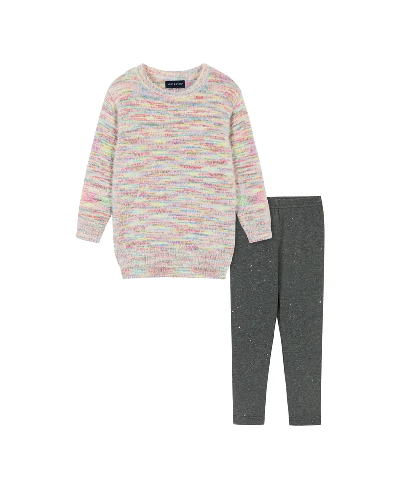 Toddler/Child Girls Multicolor Sweater & Rainbow Glitter Legging Set